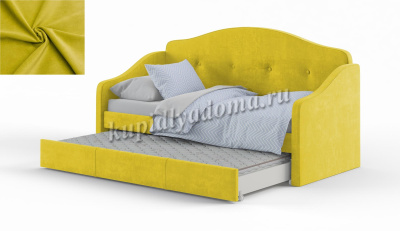 Кровать Сабрина 0.9 со встроенным дном (Велюр Velutto 28 Жёлтый)