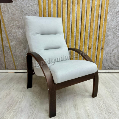 Кресло для отдыха Неаполь Модель 6 (Орех текстура/Ткань серый Velutto 52)