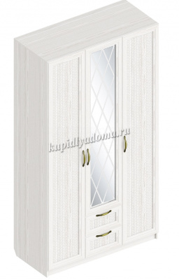 Шкаф 3-х дверный Александрия ДА-01 с зеркалом (Бодега светлая/Плетенка)