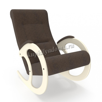 Кресло-качалка Неаполь Модель 3 (Дуб Светлый-эмаль/Ткань Коричневый Malta 17 А)