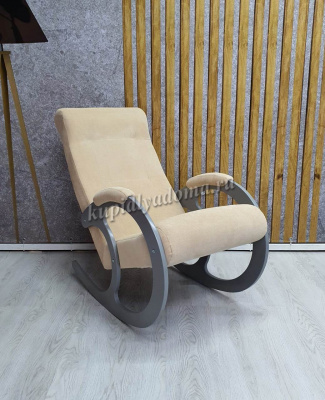 Кресло-качалка Неаполь Модель 3 (Серый ясень-эмаль/Ткань Ваниль Verona Vanilla)
